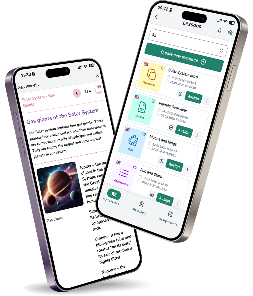Educational app displaying solar system lessons